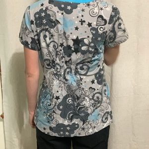 Teal Blue and Gray Uniform Advantage Scrub Top